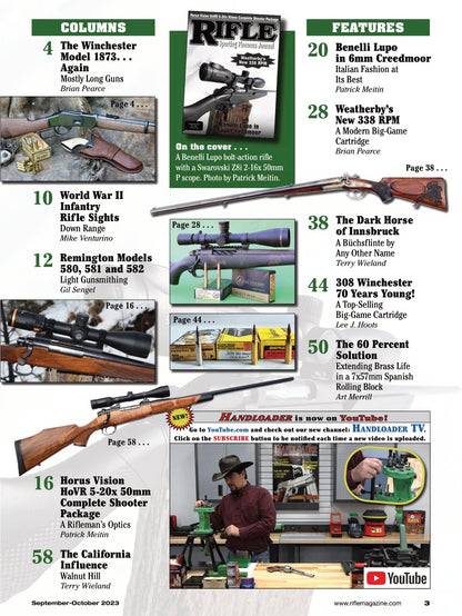 Rifle September 2023 - The Sporting Firearms Journal: Horus Vision Complete Shooter Package, Weatherby's New 338 RPM, Benelli Lupo In 6mm Creedmoor, The Winchester Model 1873 & More