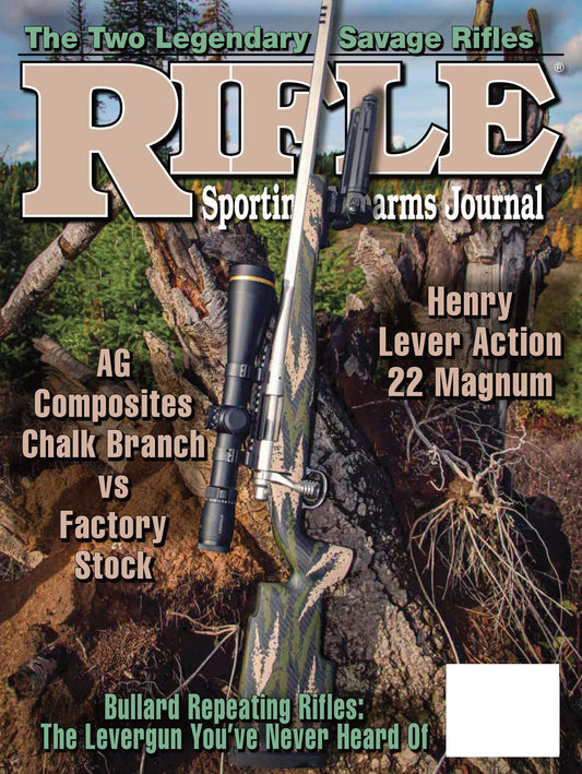 Rifle May 2024 - AG Composites Chalk Branch vs Factory Stock, Henry Lever Action 22 Magum, Bullard Repeating Rifle, Notes On Scope Attachments, Barrels, Optics, Modern Hunting Rifles, Wars & More!