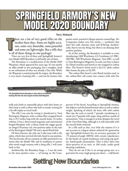 Rifle - November 2024: Palmetto State Armory PA-15 Multi, New Model 2020 Boundary, 22 Long Rifle At 300 Yards, Marlin's New 336: As Good Or Better?, X-Bolt 2 Hunter 243 Winchester & More!