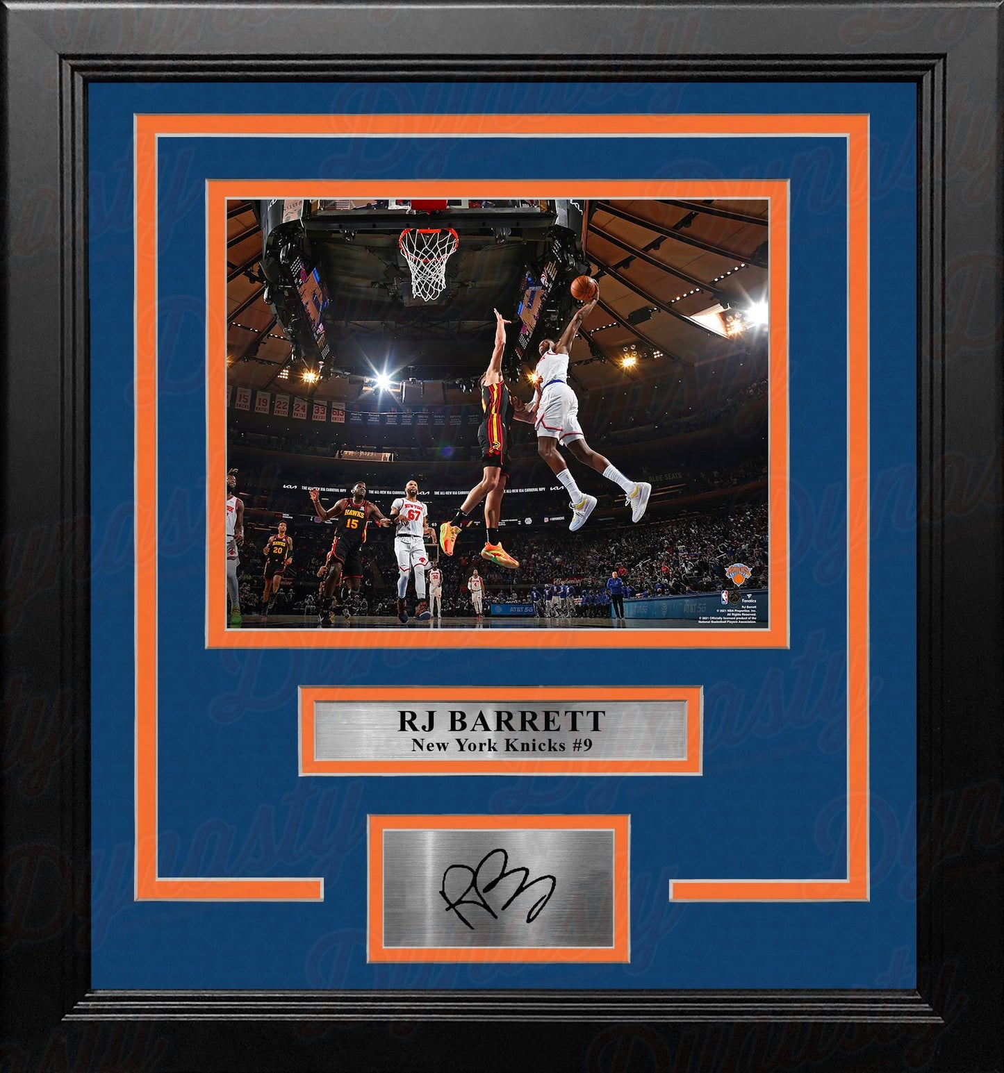 RJ Barrett Slam Dunk New York Knicks 8" x 10" Framed Basketball Photo with Engraved Autograph