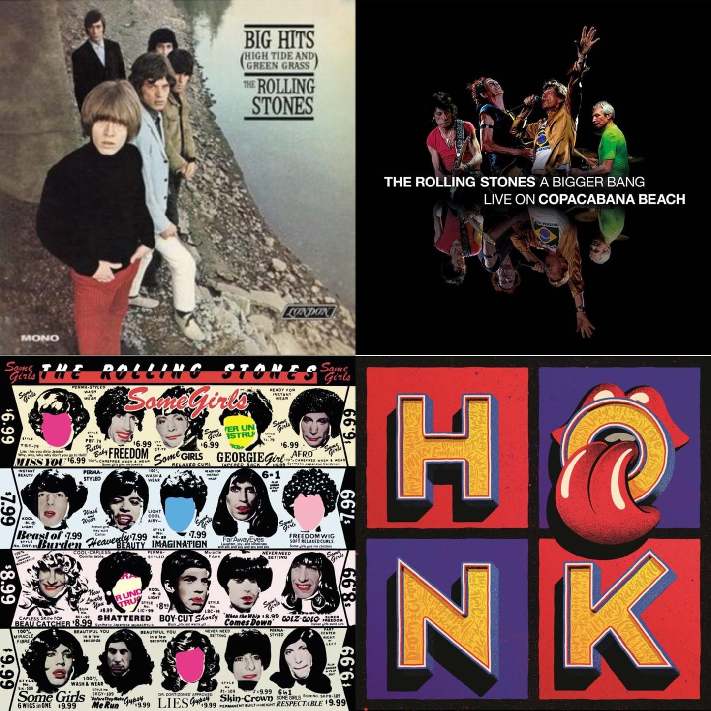 Rolling Stones - Big Hits (High Tide Green Grass LP Vinyl) & Bigger Bang Live On Copacabana Beach (Multi Color Vinyl/3LP) & Some Girls & Honk (Translucent Red Vinyl/2LP)