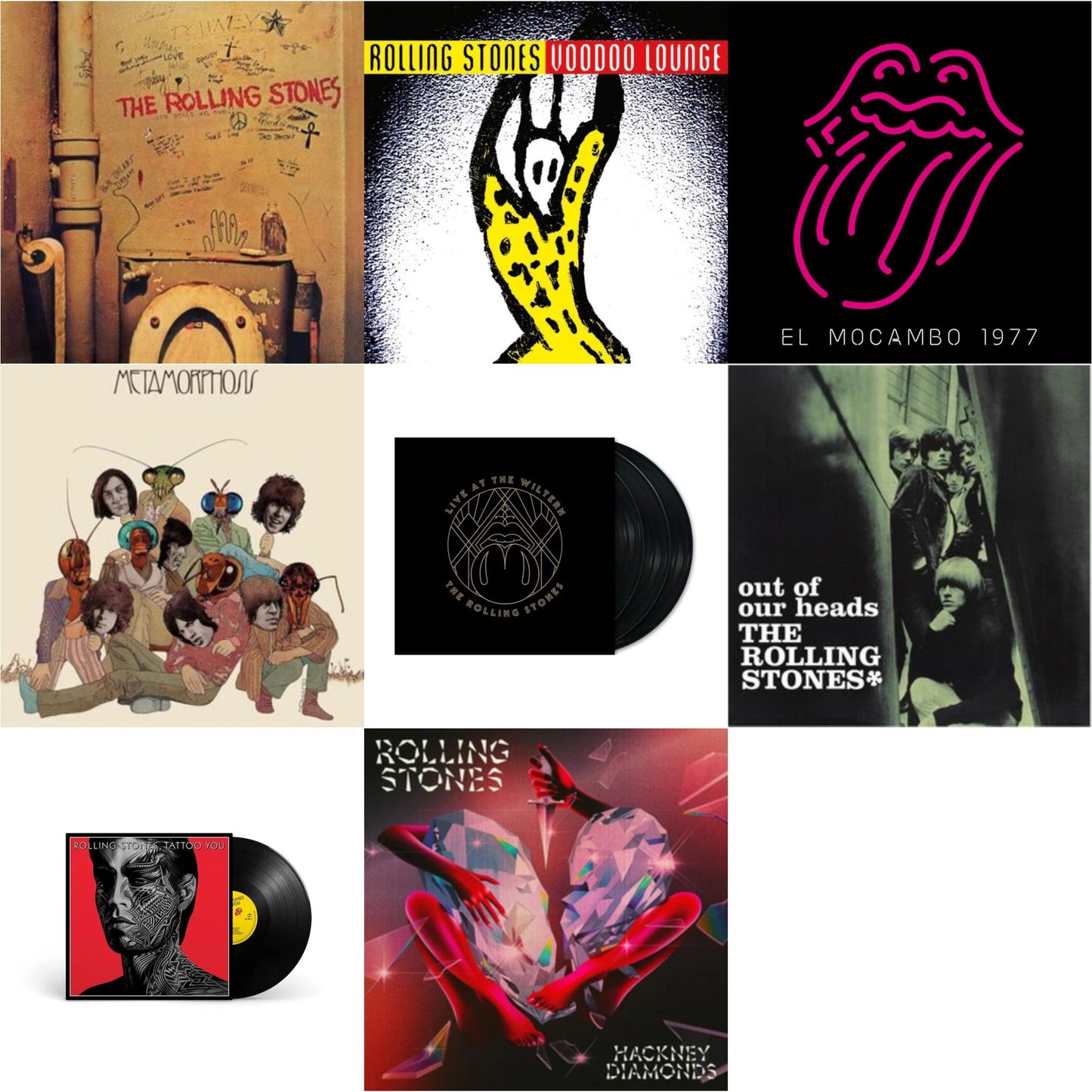 Rolling Stones - Beggars Banquet & Out Of Our Heads (Uk) & Metamorphosis & Tattoo You (2021 Remaster) & Live At The El Mocambo (4LP) & Hackney Diamonds & Live At The Wiltern (3LP) & Voodoo Lounge (30Th Anniversary) (Red/Yellow Vinyl/2LP)