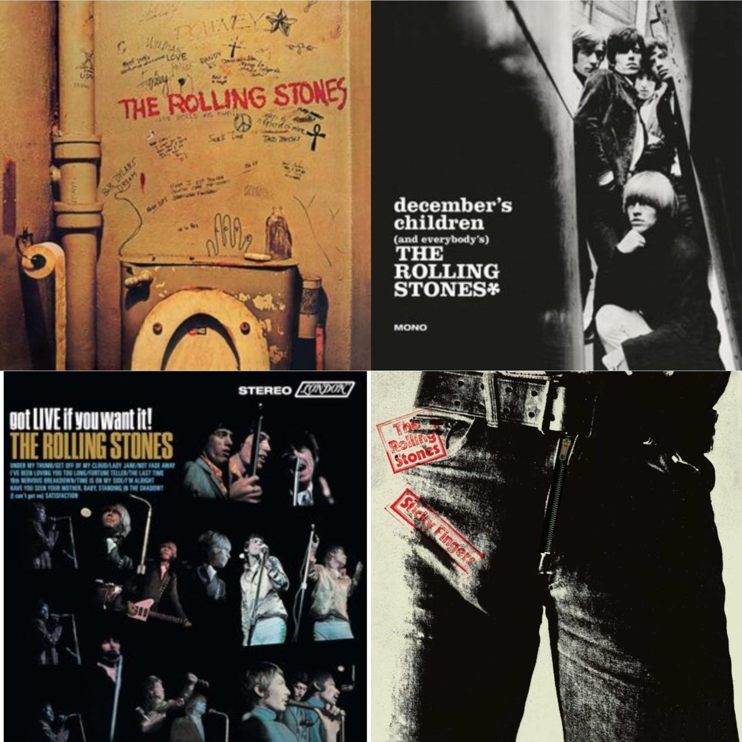 Rolling Stones - Beggars Banquet & December's Children (& Everybody's) & Got Live If You Want It! & Sticky Fingers - LP Vinyl Bundle