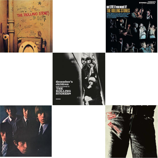 Rolling Stones - Beggars Banquet & Rolling Stones No.2 (180G) & December's Children (& Everybody's) & Got Live If You Want It! & Sticky Fingers - LP Vinyl Bundle