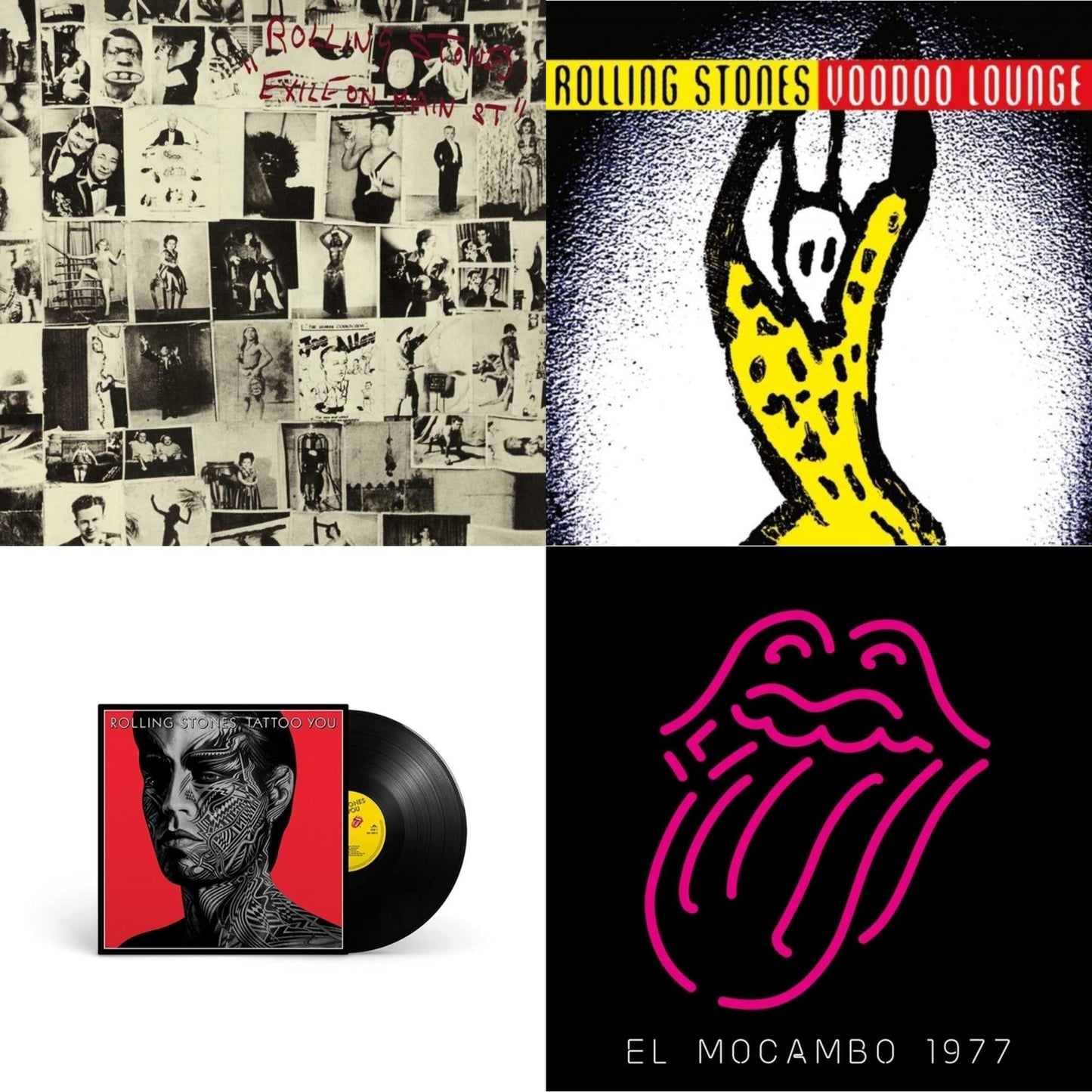 Rolling Stones - Tattoo You (2021 Remaster) & Live At The El Mocambo (4LP) & Voodoo Lounge (30Th Anniversary) (Red/Yellow Vinyl/2LP) & Exile On Main Street (2LP)