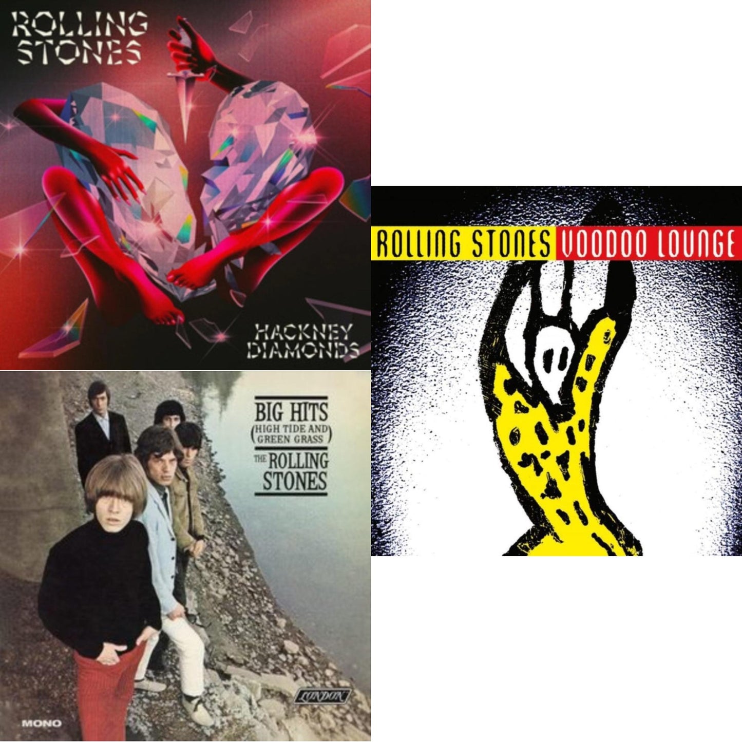 Rolling Stones - Big Hits (High Tide Green Grass LP Vinyl) & Hackney Diamonds & Voodoo Lounge (30Th Anniversary) (Red/Yellow Vinyl/2LP)