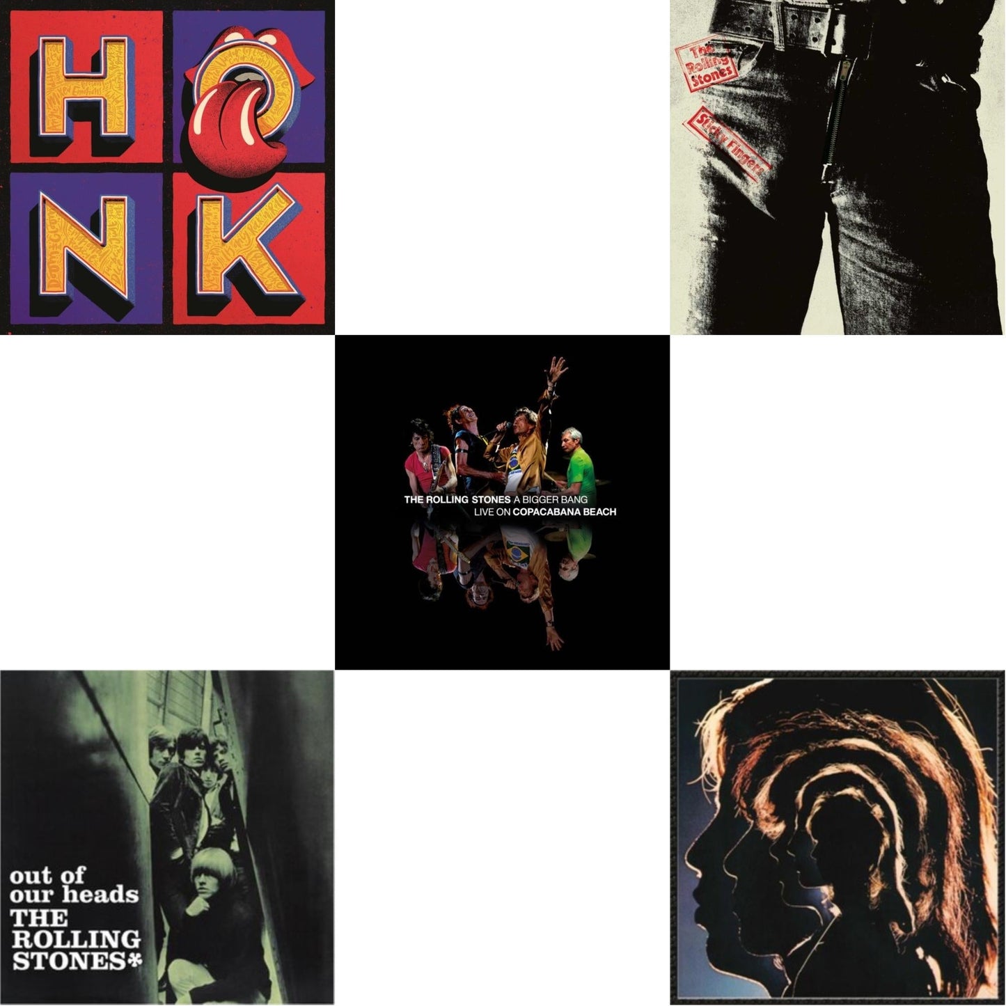 Rolling Stones - Out Of Our Heads (Uk) & Hot Rocks 1964-1971 (2LP) & Bigger Bang Live On Copacabana Beach (Multi Color Vinyl/3LP) & Sticky Fingers & Honk (Translucent Red Vinyl/2LP)
