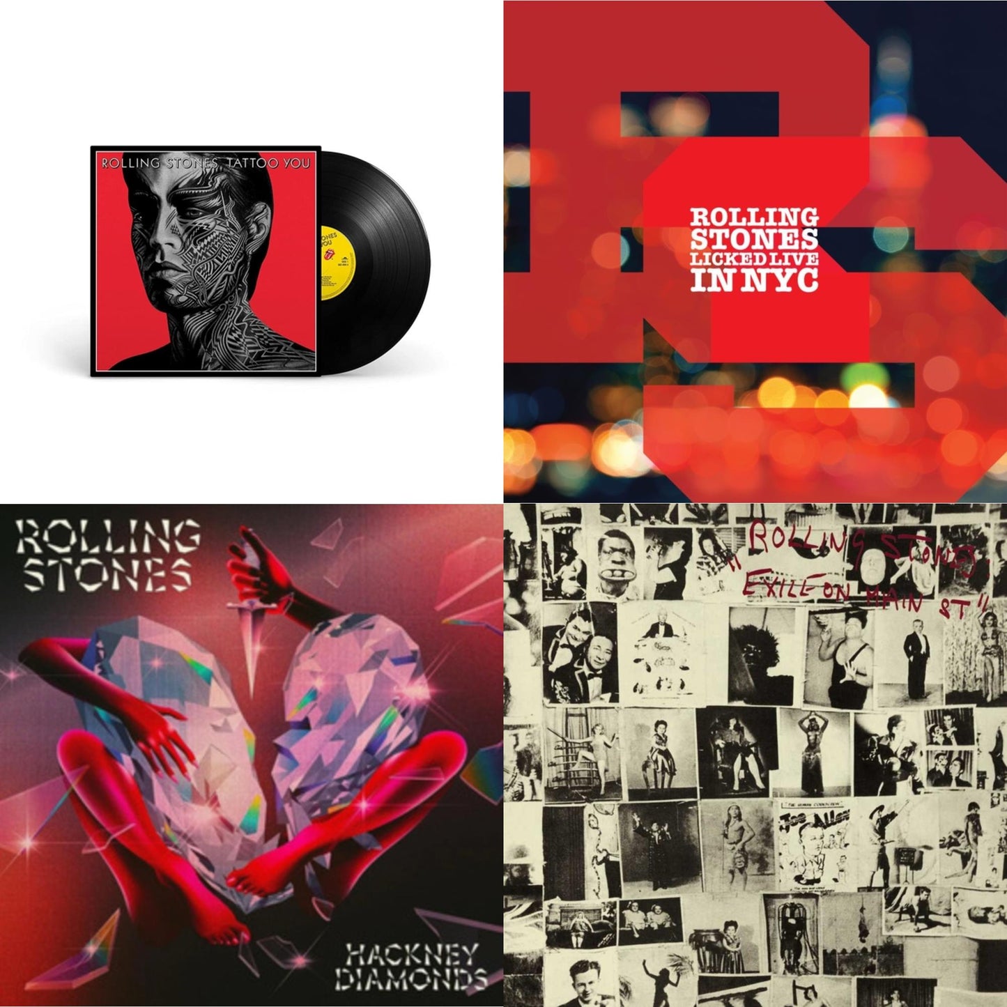 Rolling Stones - Tattoo You (2021 Remaster) & Licked Live In Nyc (White Vinyl/3LP) & Hackney Diamonds & Exile On Main Street (2LP)