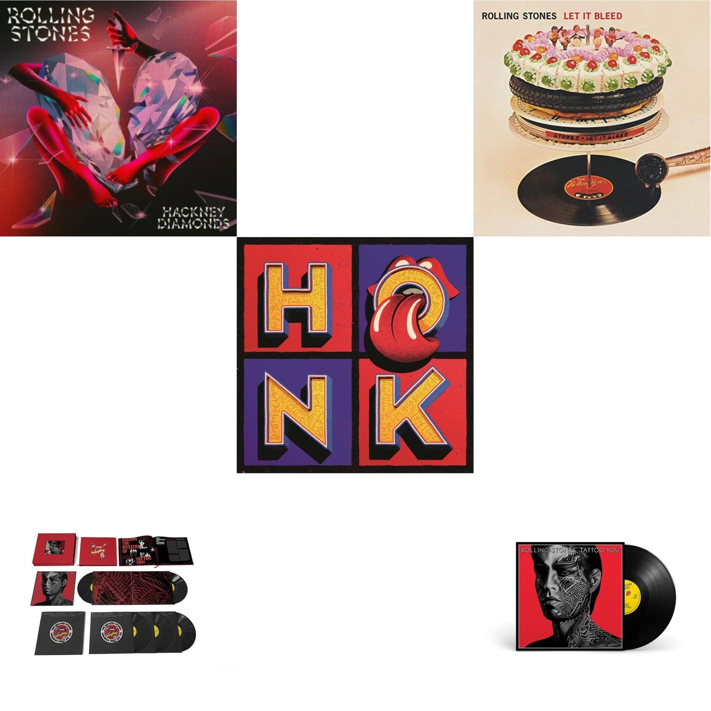Rolling Stones - Let It Bleed (50Th Anniversary Edition) & Tattoo You (2021 Remaster) & Tattoo You (2021 Remaster/5LP Box Set) & Hackney Diamonds & Honk (Translucent Red Vinyl/2LP)
