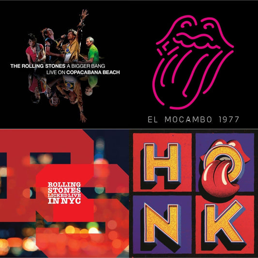Rolling Stones - Bigger Bang Live On Copacabana Beach (Multi Color Vinyl/3LP) & Live At The El Mocambo (4LP) & Licked Live In Nyc (White Vinyl/3LP) & Honk (Translucent Red Vinyl/2LP)