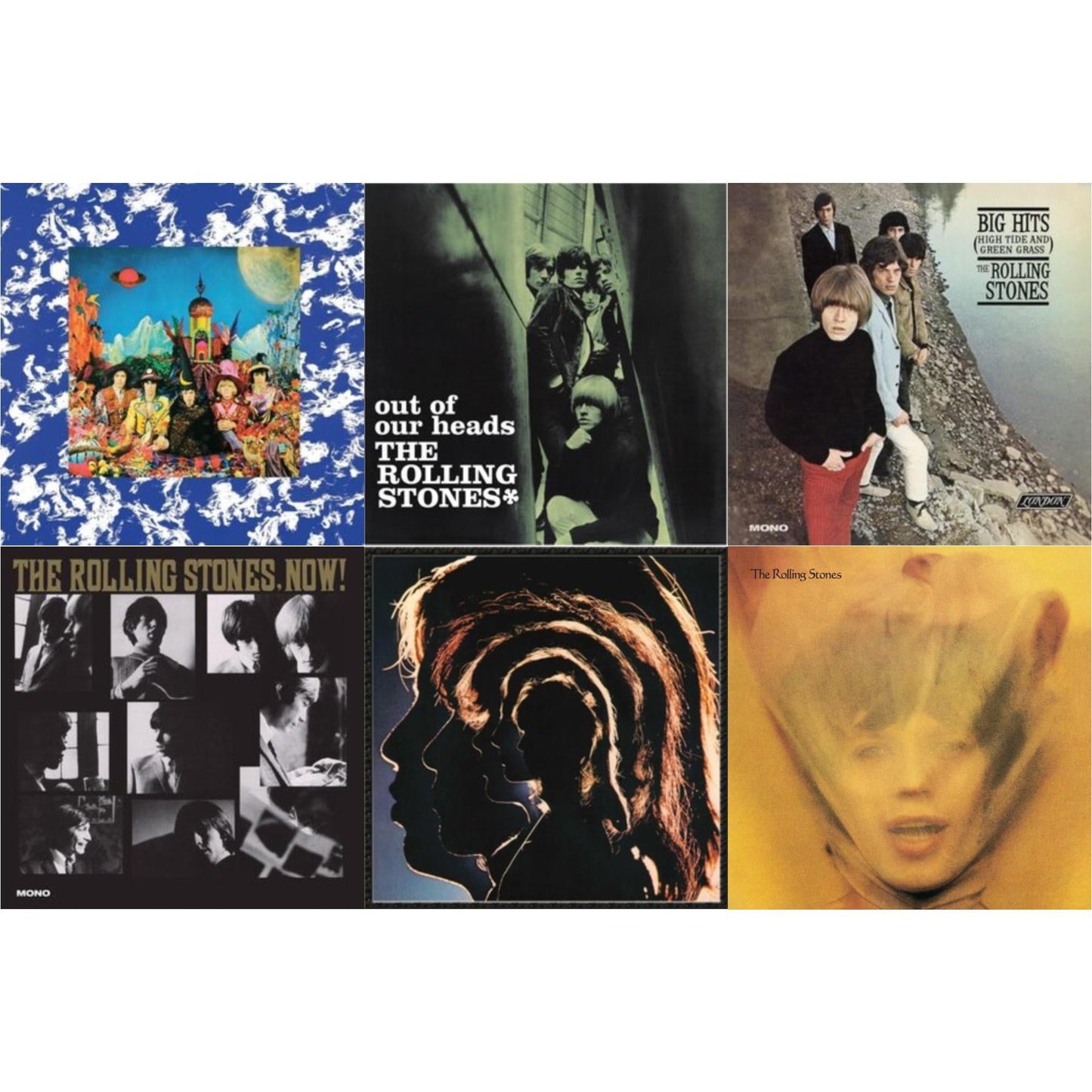 Rolling Stones - Their Satanic Majesties Request & Out Of Our Heads (Uk) & Big Hits (High Tide Green Grass LP Vinyl) & Rolling Stones, Now! & Hot Rocks 1964-1971 (2LP) & Goats Head Soup (2LP 2020 Deluxe Edition)