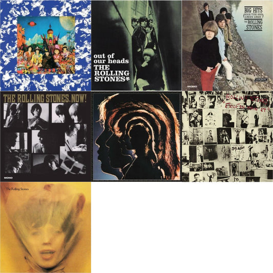 Rolling Stones - Their Satanic Majesties Request & Out Of Our Heads (Uk) & Big Hits (High Tide Green Grass LP Vinyl) & Rolling Stones, Now! & Hot Rocks 1964-1971 (2LP) & Exile On Main Street (2LP) & Goats Head Soup (2LP 2020 Deluxe Edition)