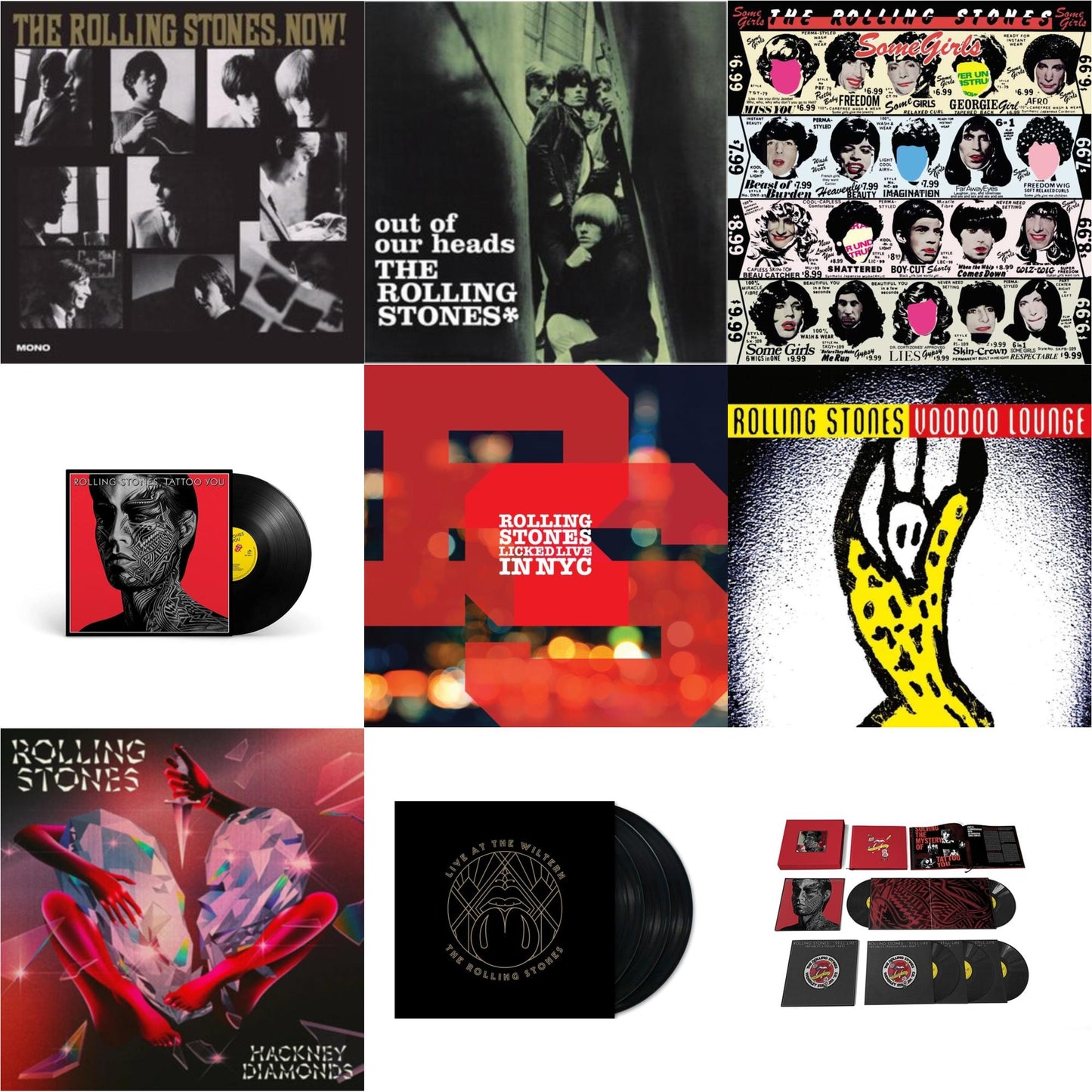 Rolling Stones - Out Of Our Heads (Uk) & Rolling Stones, Now! & Tattoo You (2021 Remaster) & Tattoo You (2021 Remaster/5LP Box Set) & Licked Live In Nyc (White Vinyl/3LP) & Hackney Diamonds & Live At The Wiltern (3LP) & Voodoo Lounge (30Th