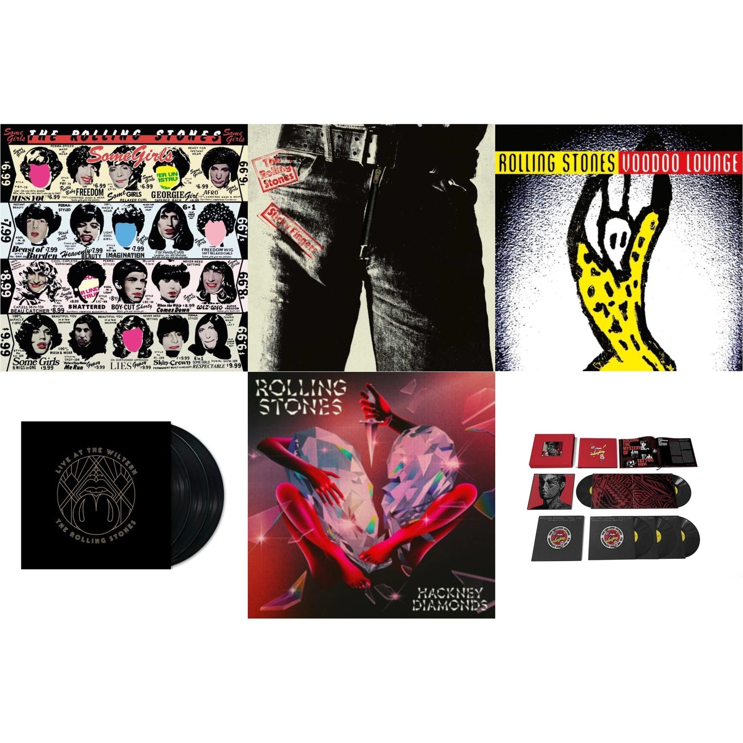 Rolling Stones - Tattoo You (2021 Remaster/5LP Box Set) & Hackney Diamonds & Live At The Wiltern (3LP) & Voodoo Lounge (30Th Anniversary) (Red/Yellow Vinyl/2LP) & Sticky Fingers & Some Girls