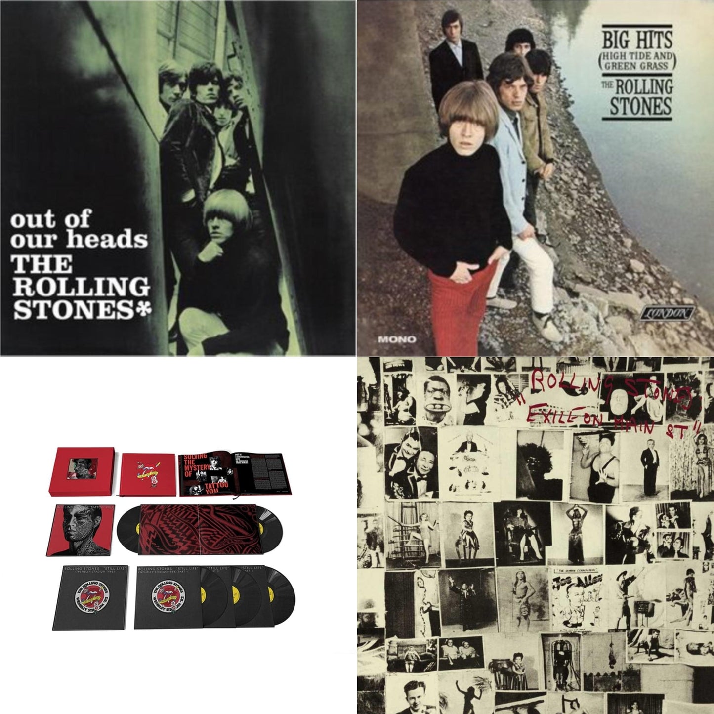 Rolling Stones - Out Of Our Heads (Uk) & Big Hits (High Tide Green Grass LP Vinyl) & Tattoo You (2021 Remaster/5LP Box Set) & Exile On Main Street (2LP)