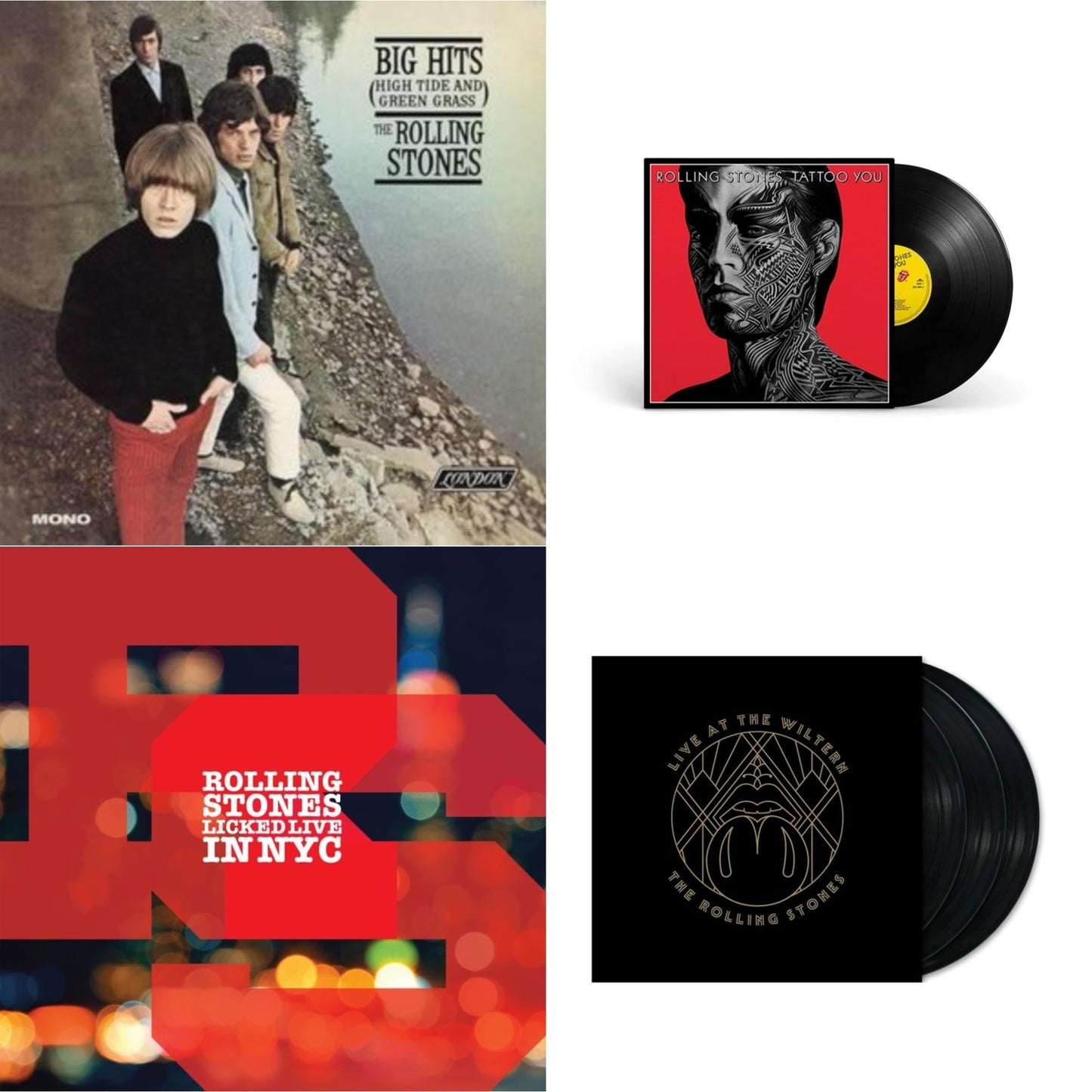 Rolling Stones - Big Hits (High Tide Green Grass LP Vinyl) & Tattoo You (2021 Remaster) & Licked Live In Nyc (White Vinyl/3LP) & Live At The Wiltern (3LP)