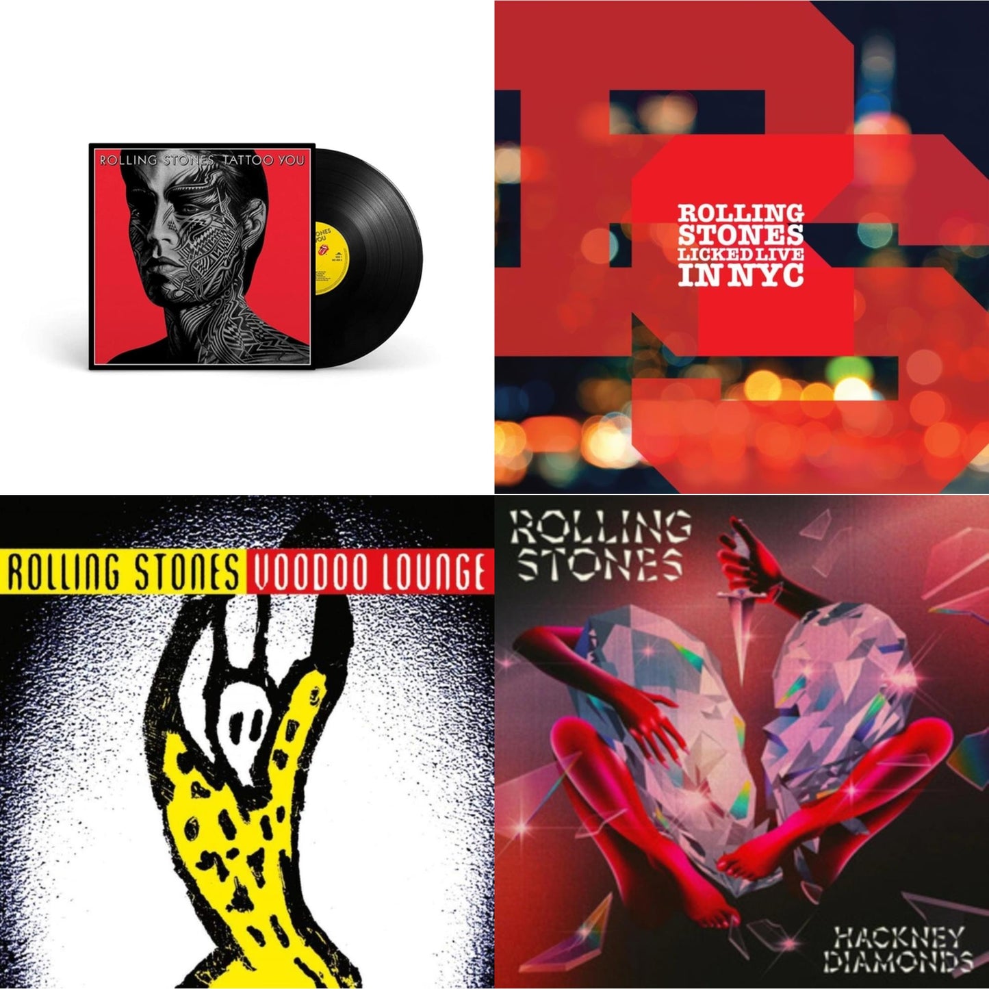 Rolling Stones - Tattoo You (2021 Remaster) & Licked Live In Nyc (White Vinyl/3LP) & Hackney Diamonds & Voodoo Lounge (30Th Anniversary) (Red/Yellow Vinyl/2LP)