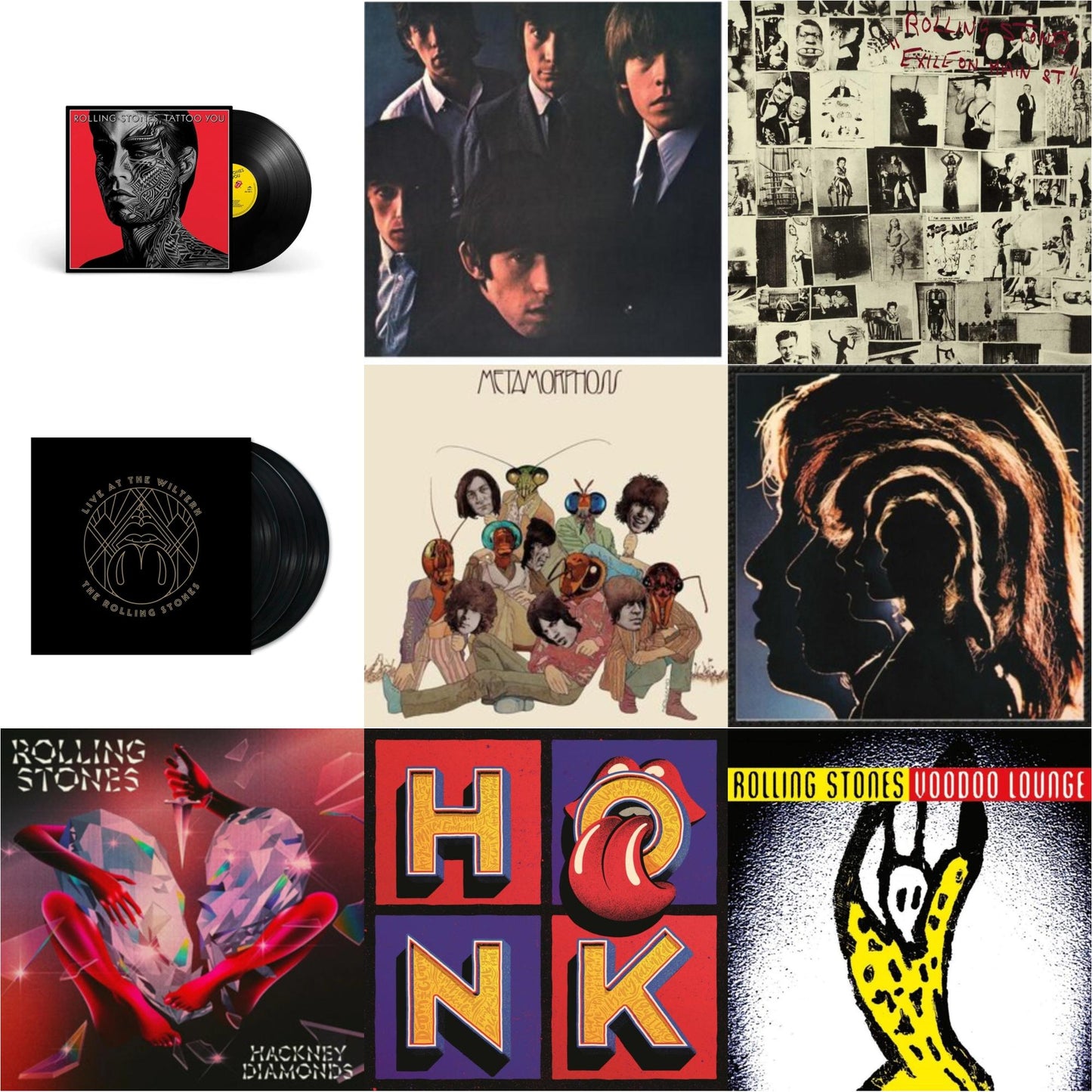 Rolling Stones - Rolling Stones No.2 (180G) & Metamorphosis & Hot Rocks 1964-1971 (2LP) & Tattoo You (2021 Remaster) & Hackney Diamonds & Live At The Wiltern (3LP) & Voodoo Lounge (30Th Anniversary) (Red/Yellow Vinyl/2LP) & Exile On Main Street (2LP)