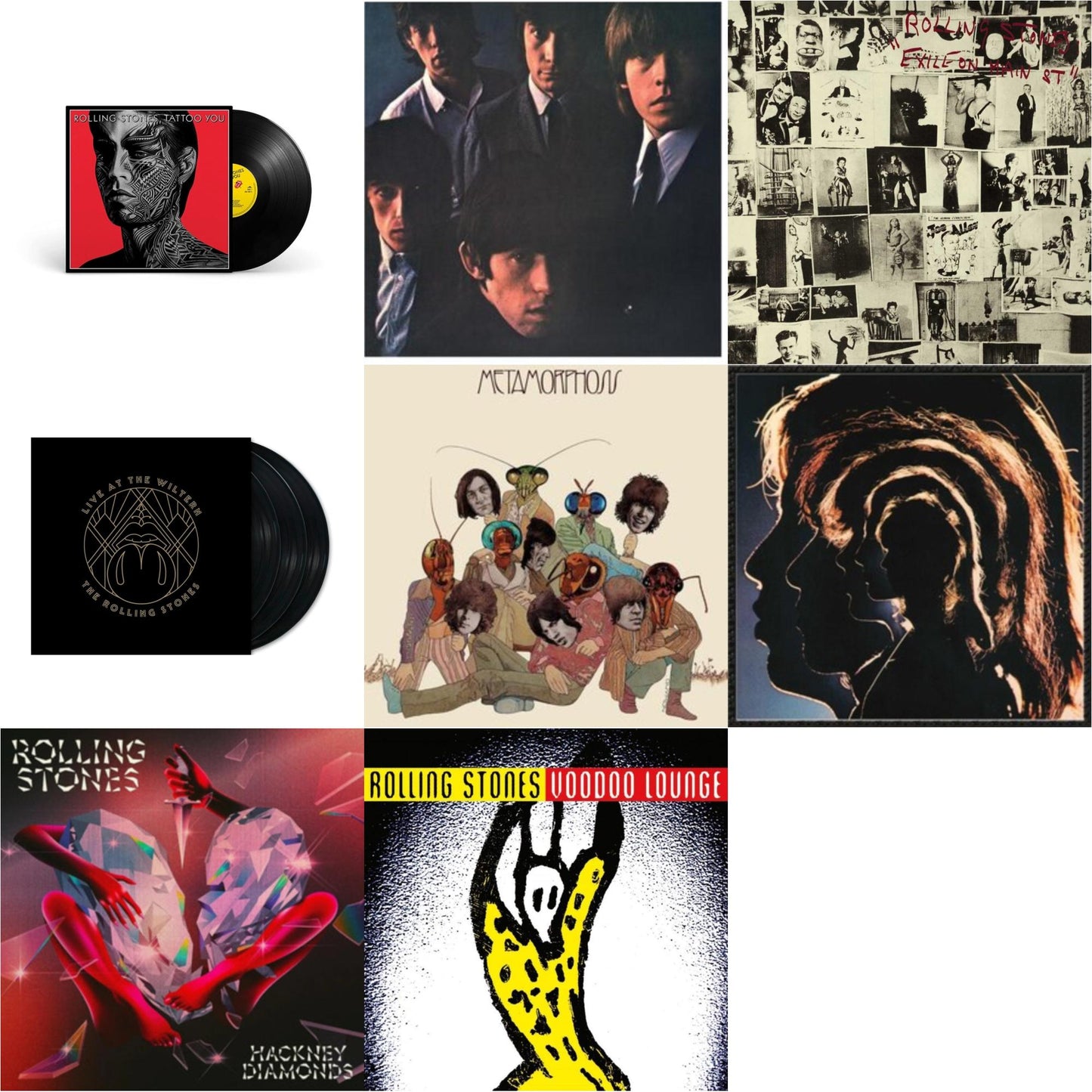 Rolling Stones - Rolling Stones No.2 (180G) & Metamorphosis & Hot Rocks 1964-1971 (2LP) & Tattoo You (2021 Remaster) & Hackney Diamonds & Live At The Wiltern (3LP) & Voodoo Lounge (30Th Anniversary) (Red/Yellow Vinyl/2LP) & Exile On Main Street (2LP)