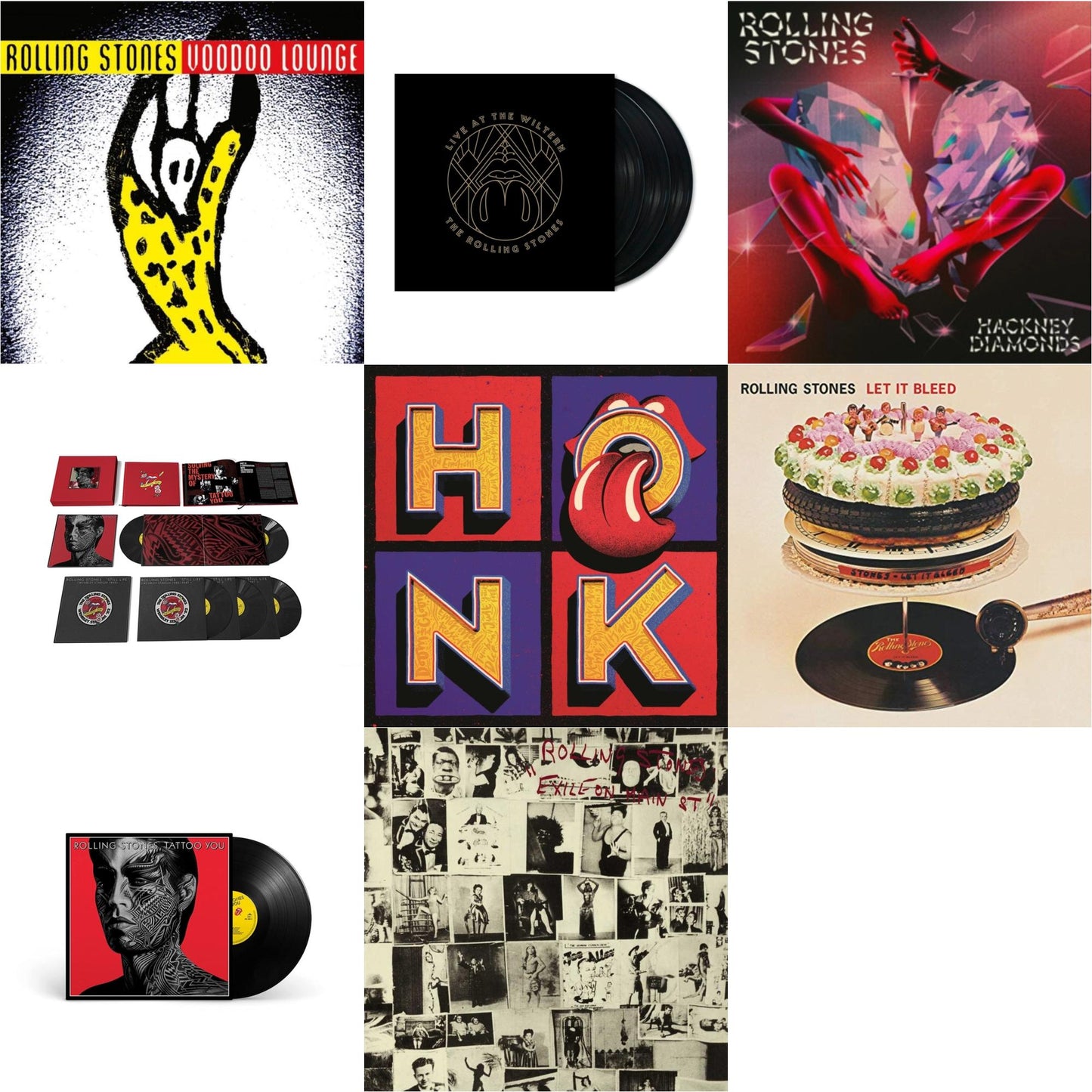 Rolling Stones - Let It Bleed (50Th Anniversary Edition) & Tattoo You (2021 Remaster) & Tattoo You (2021 Remaster/5LP Box Set) & Hackney Diamonds & Live At The Wiltern (3LP) & Voodoo Lounge (30Th Anniversary) (Red/Yellow Vinyl/2LP) & Exile On Main