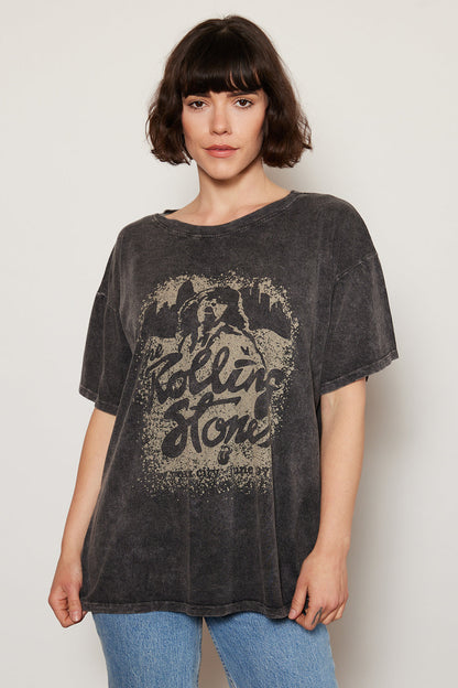 Rolling Stones New York 1975 Womens Tee Shirt Black