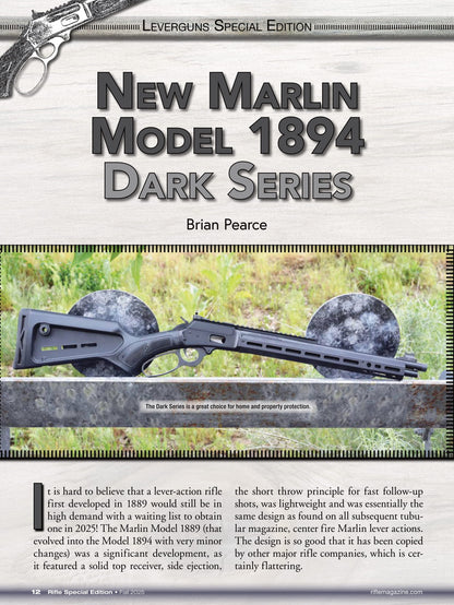 Rifle Special Edition - Fall 2025: Winchester Model 1873 Saddle Ring Carbine, Marlin Model 1894 Dark Series, Big Horn Armory 454 Casull, POF Tombstone 9mm Carbine, Turnbull Restoration & More!
