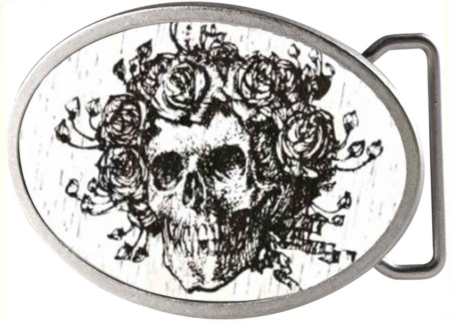 Grateful Dead Skull and Roses White Rock Star Buckle