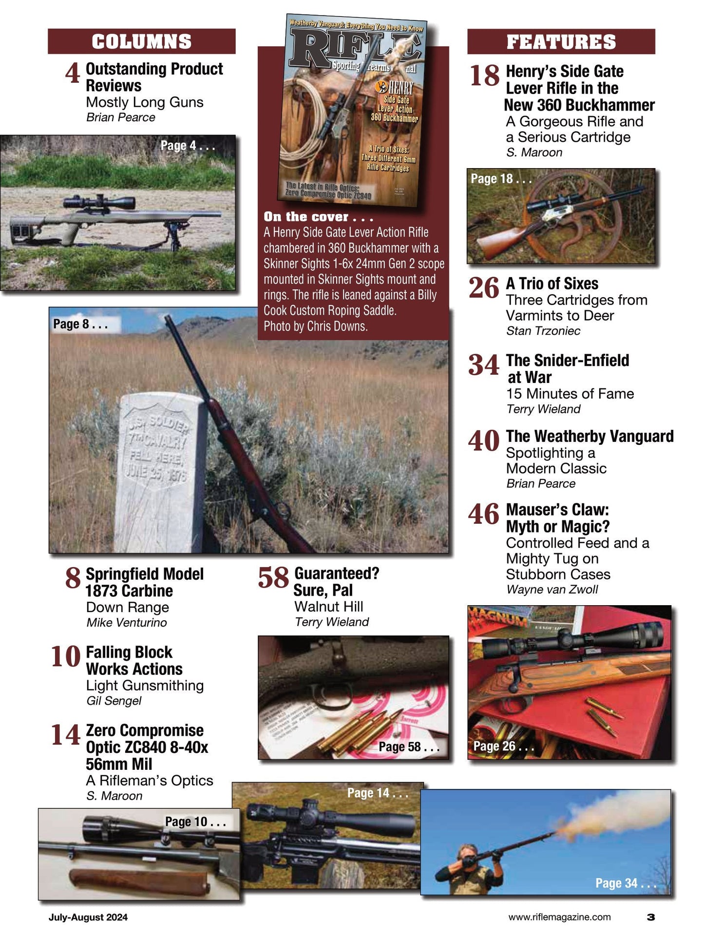 Rifle July 2024 - The Sporting Firearms Journal: The Latest In Rifle Optics, Three Different 6mm Rifle Cartridges, New 360 Buckhammer, The Weatherby Vanguard, Gunsmithing, Product Reviews & More!