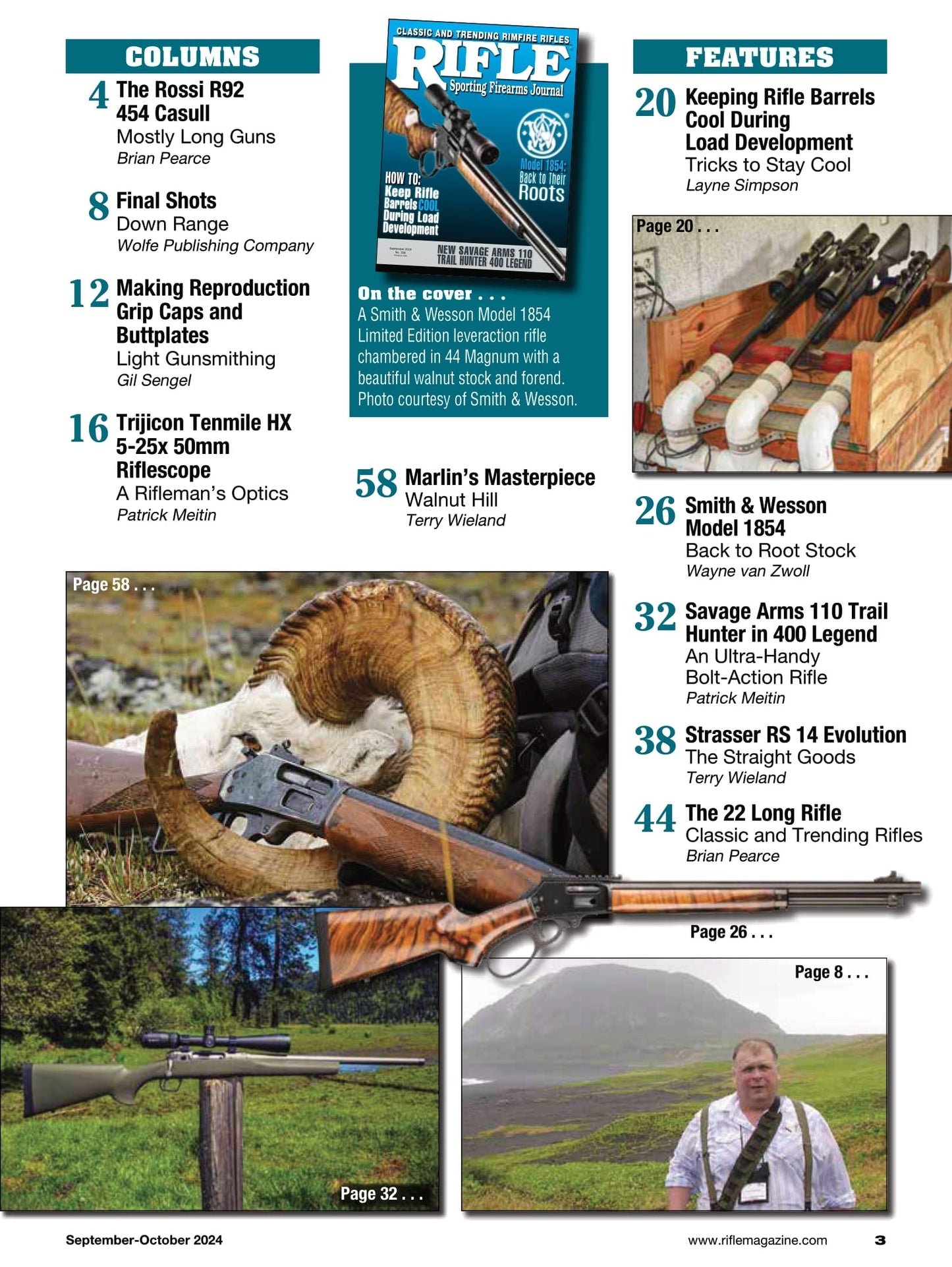 Rifle - September 2024: Keeping Rifle Barrels Cool During Load Development, Smith & Wesson Model 1854, Savage Arms 110 Trail Hunter In 400 Legend, Strasser RS 14 Evolution, The 22 Long Rifle & More!