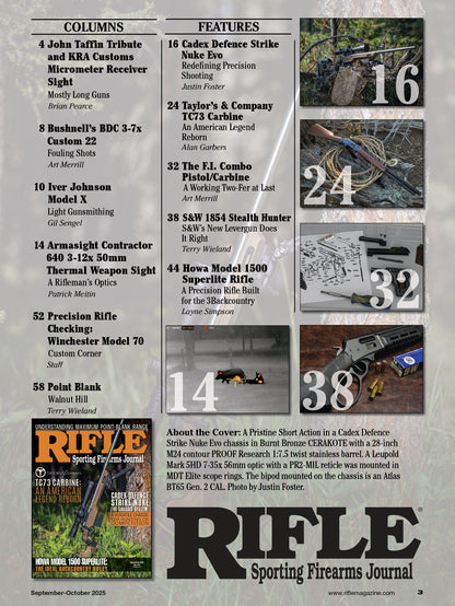 Rifle - September 2025: Understanding Maximum Point Blank Range, TC73 Carbine, Cadex Defence Strike Nuke Evo, Winchester Model 70 Precision Rifle, Long Gun Upgrades, Best Thermal Weapon Sights & More!