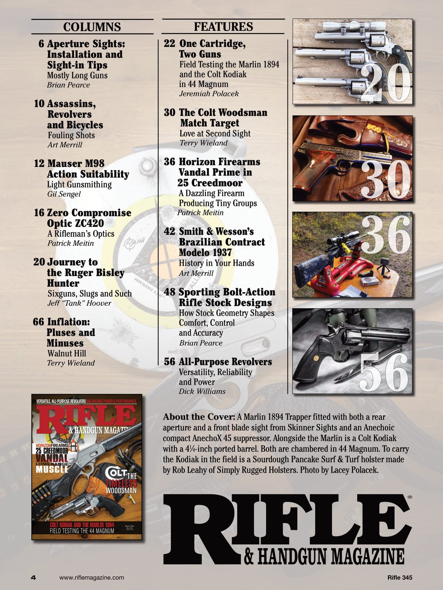 Rifle - March 2026: Versatile All-Purpose Revolvers, Balancing Power & Performance, 25 Creedmoor Review, Colt Kodiak & Marlin 1894 In Action, Colt Woodsman Match Target, 44 Magnum Field Test & More!