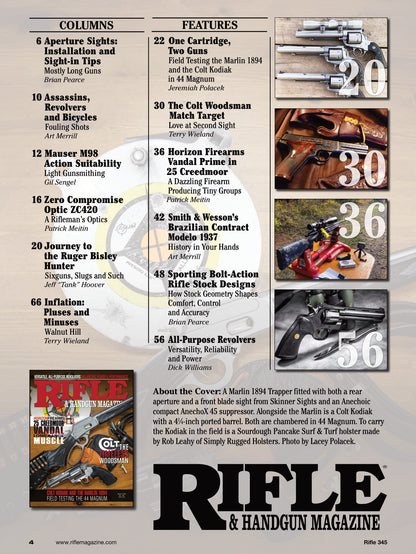 Rifle - March 2026: Versatile All-Purpose Revolvers, Balancing Power & Performance, 25 Creedmoor Review, Colt Kodiak & Marlin 1894 In Action, Colt Woodsman Match Target, 44 Magnum Field Test & More!
