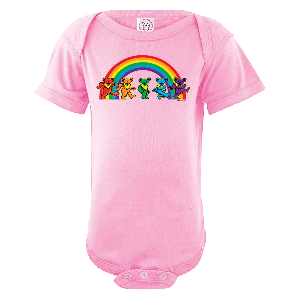 Grateful Dead Rainbow Bears Baby Short Sleeve One Piece