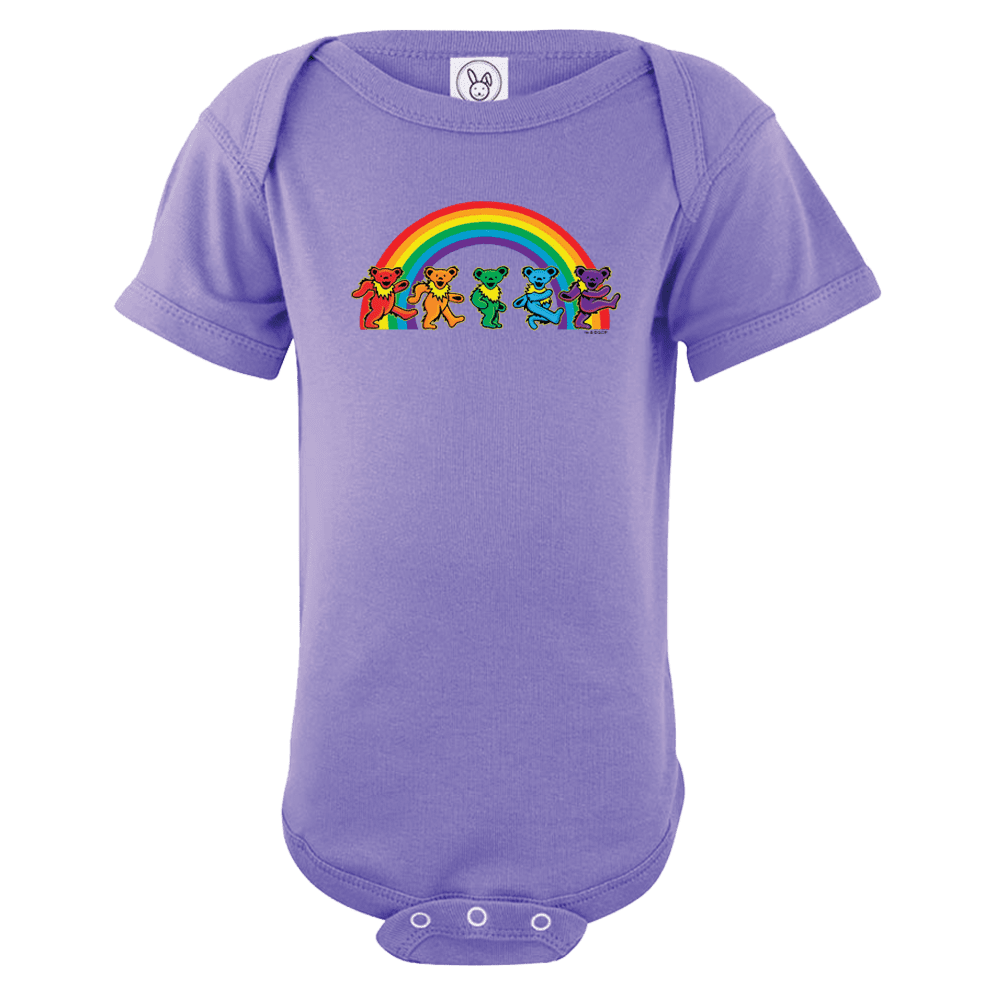 Grateful Dead Rainbow Bears Baby Short Sleeve One Piece