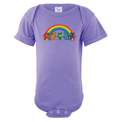Grateful Dead Rainbow Bears Baby Short Sleeve One Piece