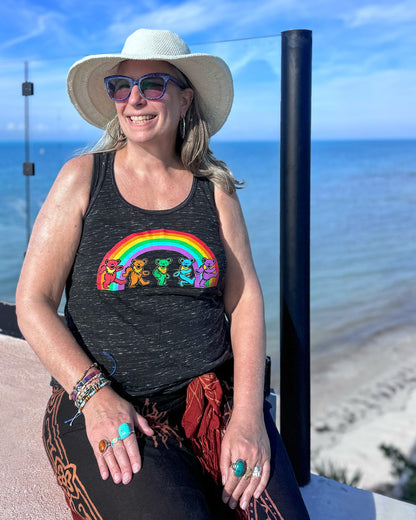 Grateful Dead Rainbow Bears Women's Flowy Racerback Tank Top