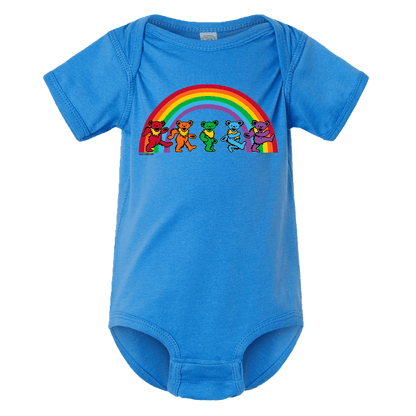 Grateful Dead Rainbow Bears Baby Short Sleeve One Piece