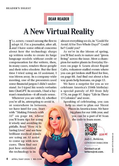 Reader's Digest - Making Friends With AI: Smart Steps & Safeguards, Free Fixes For Broken Stuff, The Science Of Aggravation, The Search For The Missing Skateboarder, Impulse Buying A Home & More!