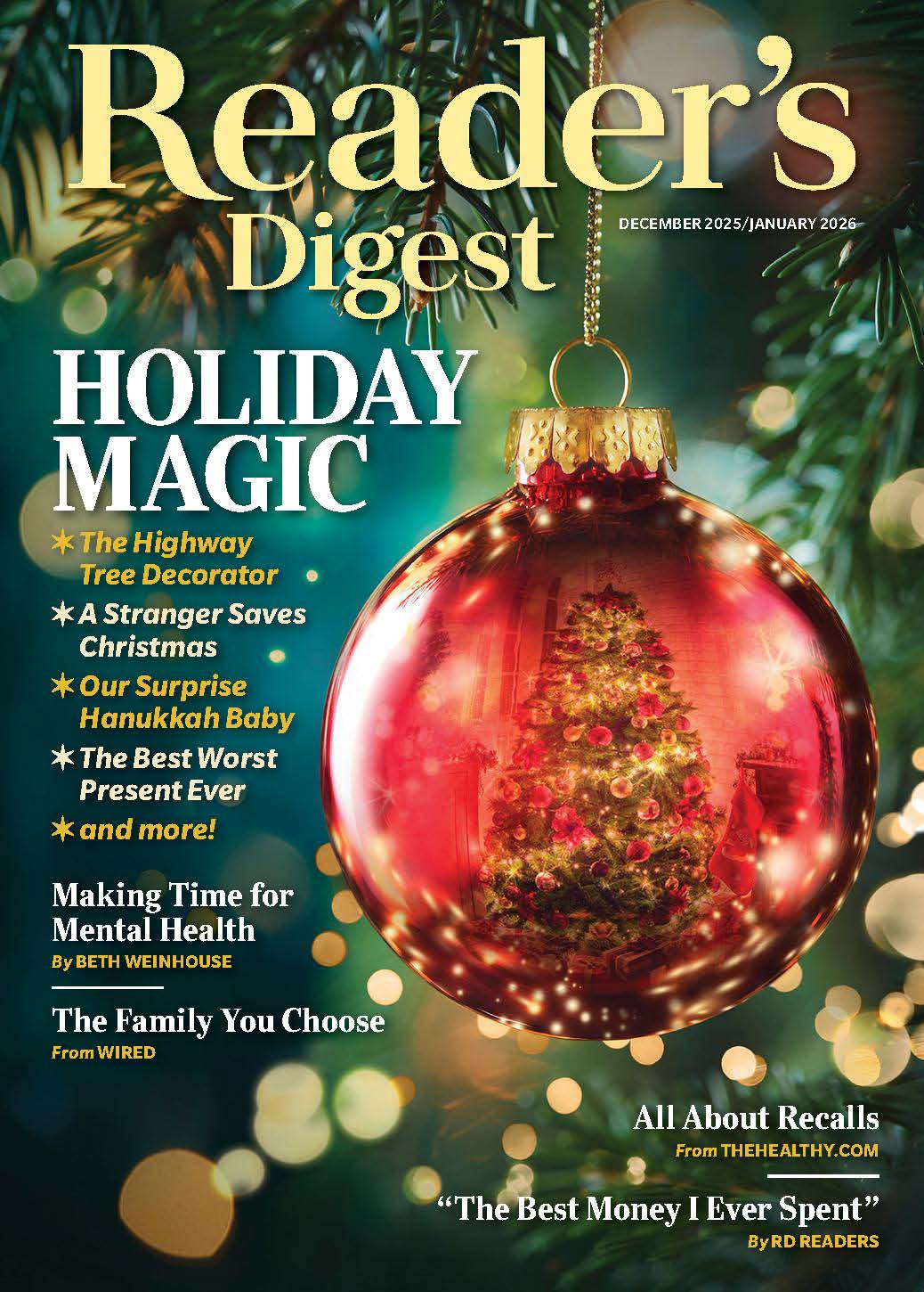 Reader's Digest - Holiday Magic: Highway Tree Decorator, Christmas Miracles, A Stranger Saves Christmas, Surprise Hanukkah Baby, Festive Decor Ideas, Seasonal Wellness Advice, Festive DIYs & More!