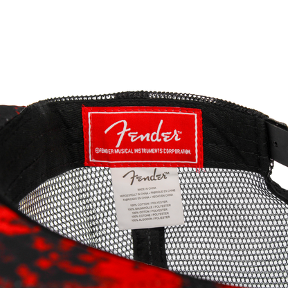 Fender Red Rival Mesh Back Trucker Hat Red Black