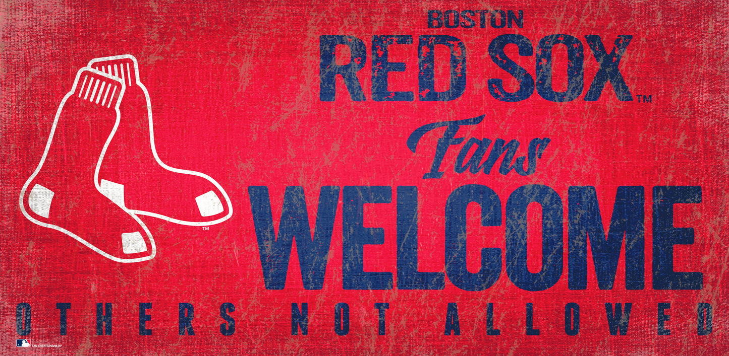 Boston Red Sox Fans Welcome Wood Sign