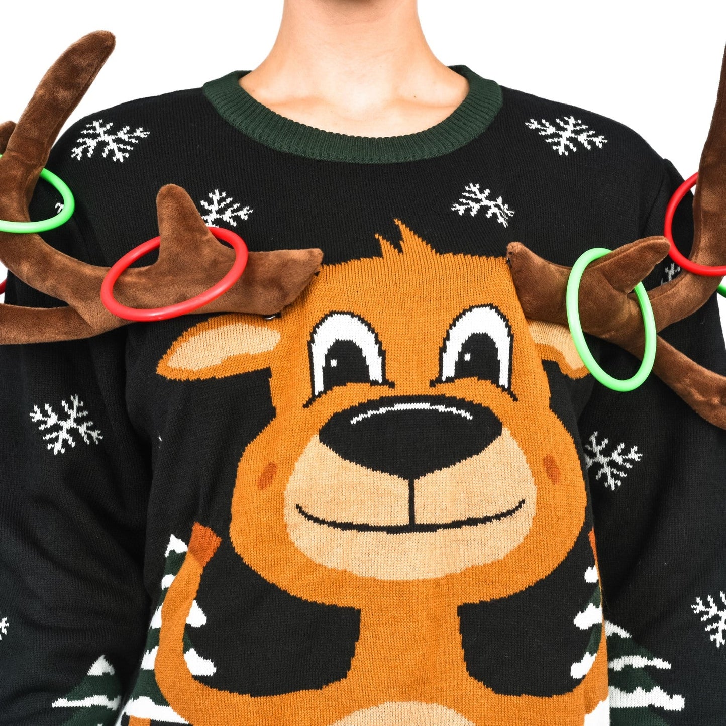 Funny Unisex Reindeer Ring Toss 3D Ugly Christmas Sweater