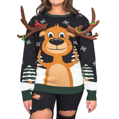Funny Unisex Reindeer Ring Toss 3D Ugly Christmas Sweater