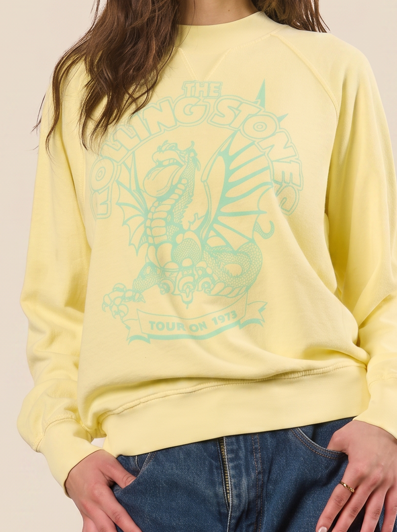 The Rolling Stones Lime Dragon Womens Pullover Crewneck Sweatshirt Officially Licensed