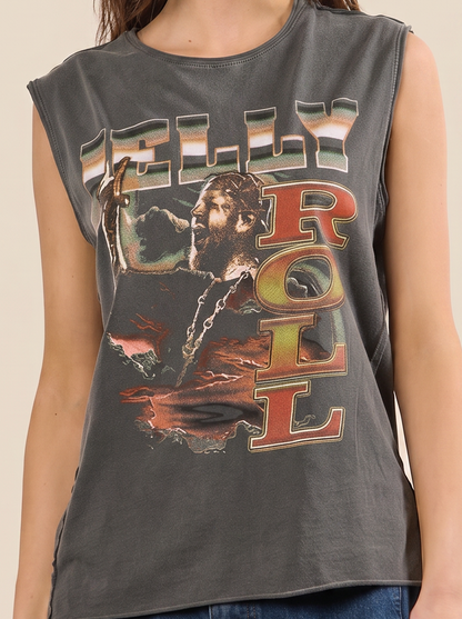 Jelly Roll Oversized Womens Tank Top Shirt Grey Officially Licensed