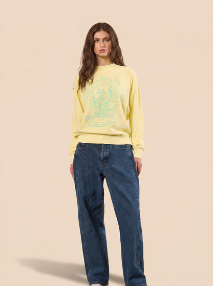 The Rolling Stones Lime Dragon Womens Pullover Crewneck Sweatshirt Officially Licensed