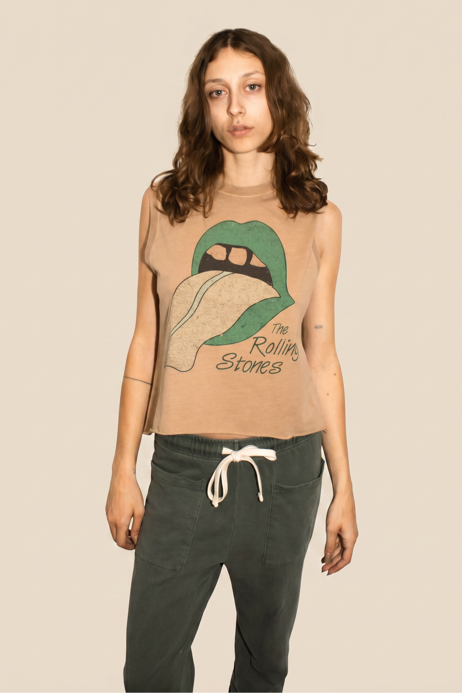 The Rolling Stones Wild Horses Womens Tank Top Shirt Tan Officially Licensed