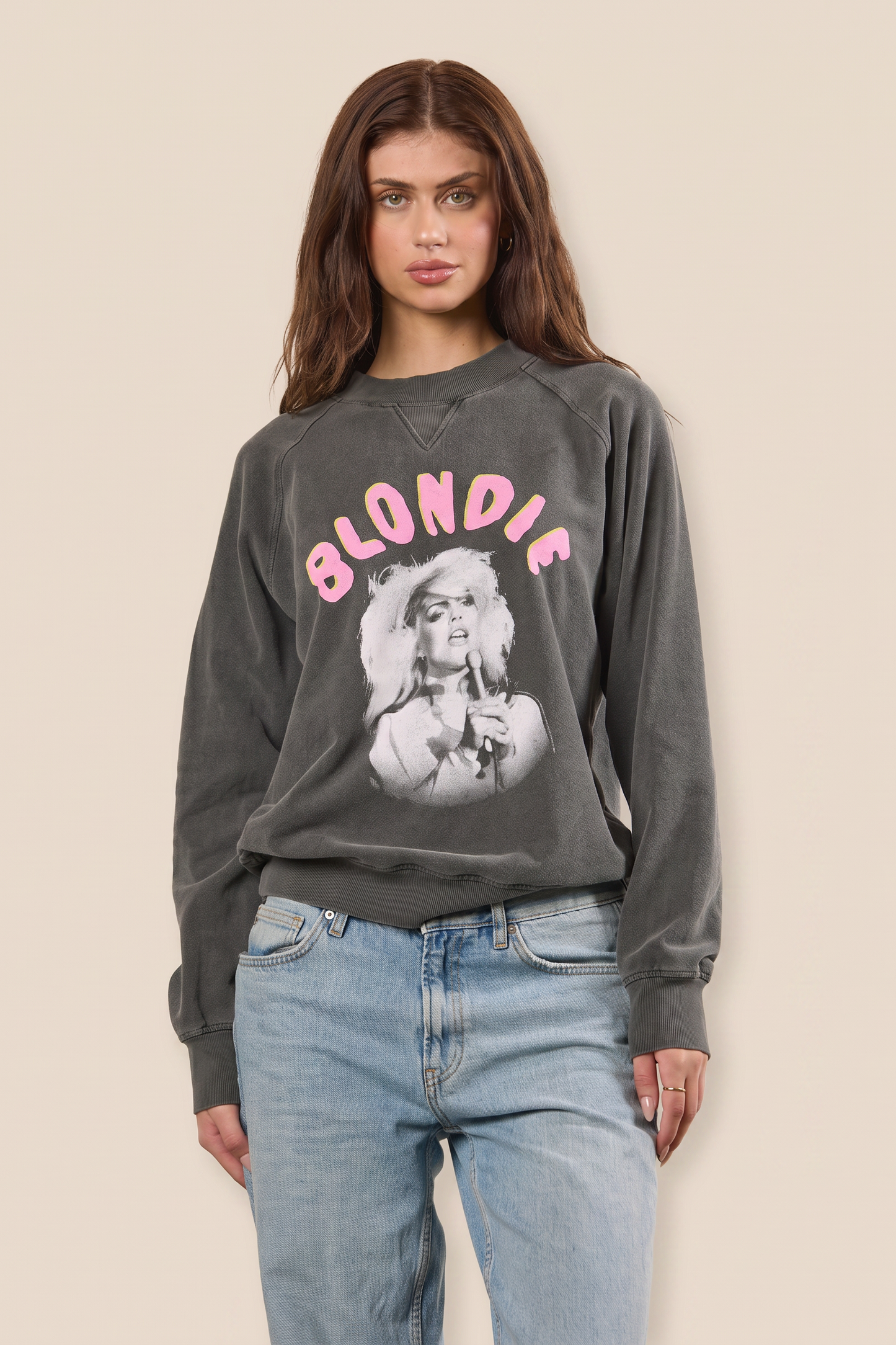 Blondie Atomic Womens Pullover Crewneck Sweatshirt Grey Officially Licensed
