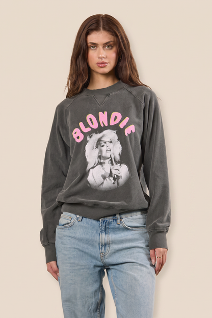 Blondie Atomic Womens Pullover Crewneck Sweatshirt Grey Officially Licensed