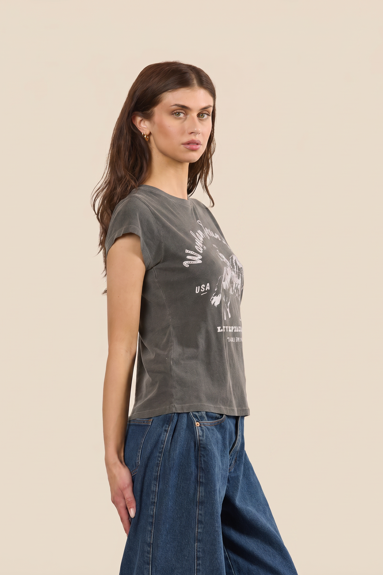 Waylon Jennings Fitted Baby Tee Womens T Shirt Charcoal Grey Officially Licensed
